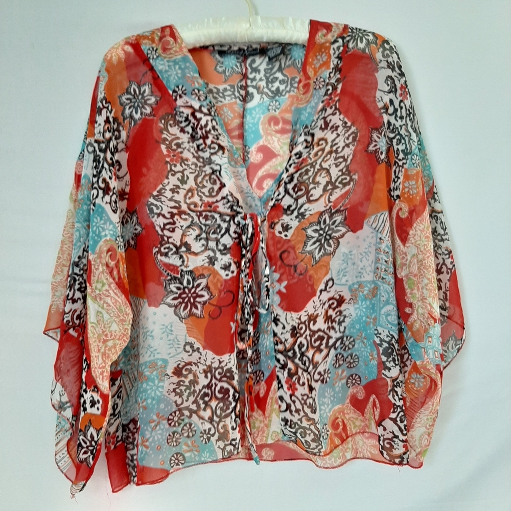Boho Chiffon Long sleeve blouse size M
